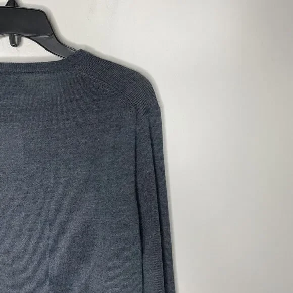 J.CREW Sweater Mens M Gray Machine-Washable Merino Wool Blend Pullover NEW AP638